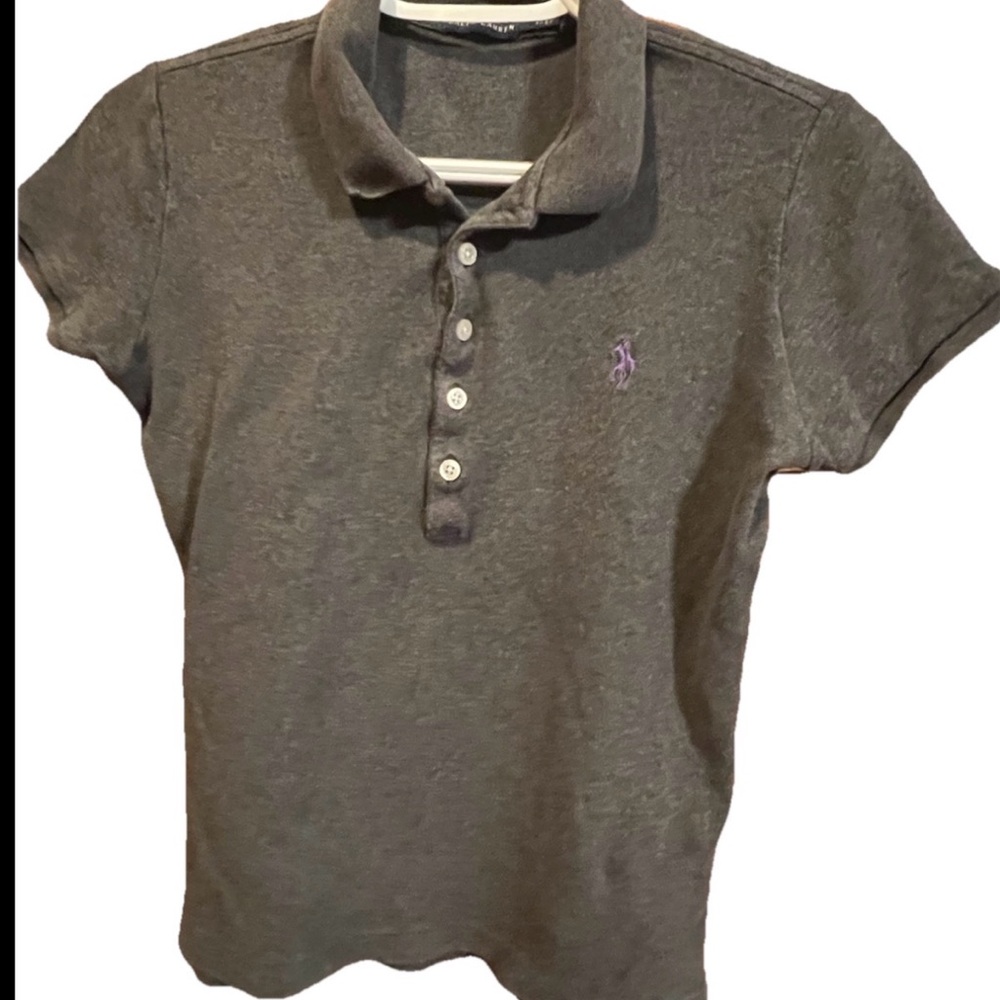 Ralph Lauren Heather Gray Polo with Purple Pony